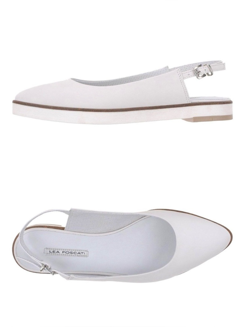 Italy Lea Foscati Women's Cream Pointed Slingback Flats